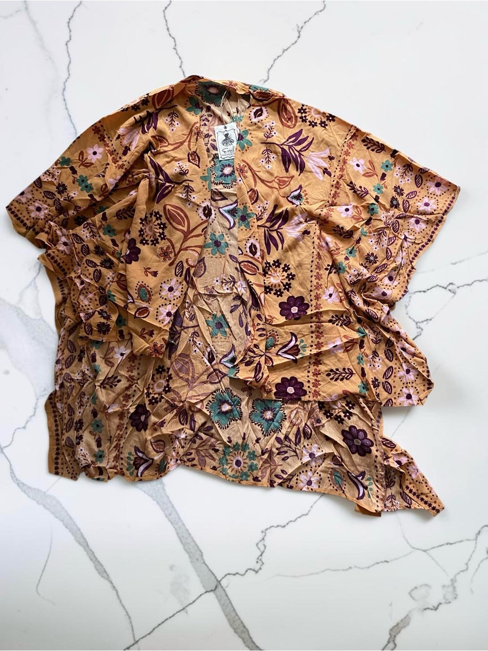 Floral Tunic Kimono in Mustard